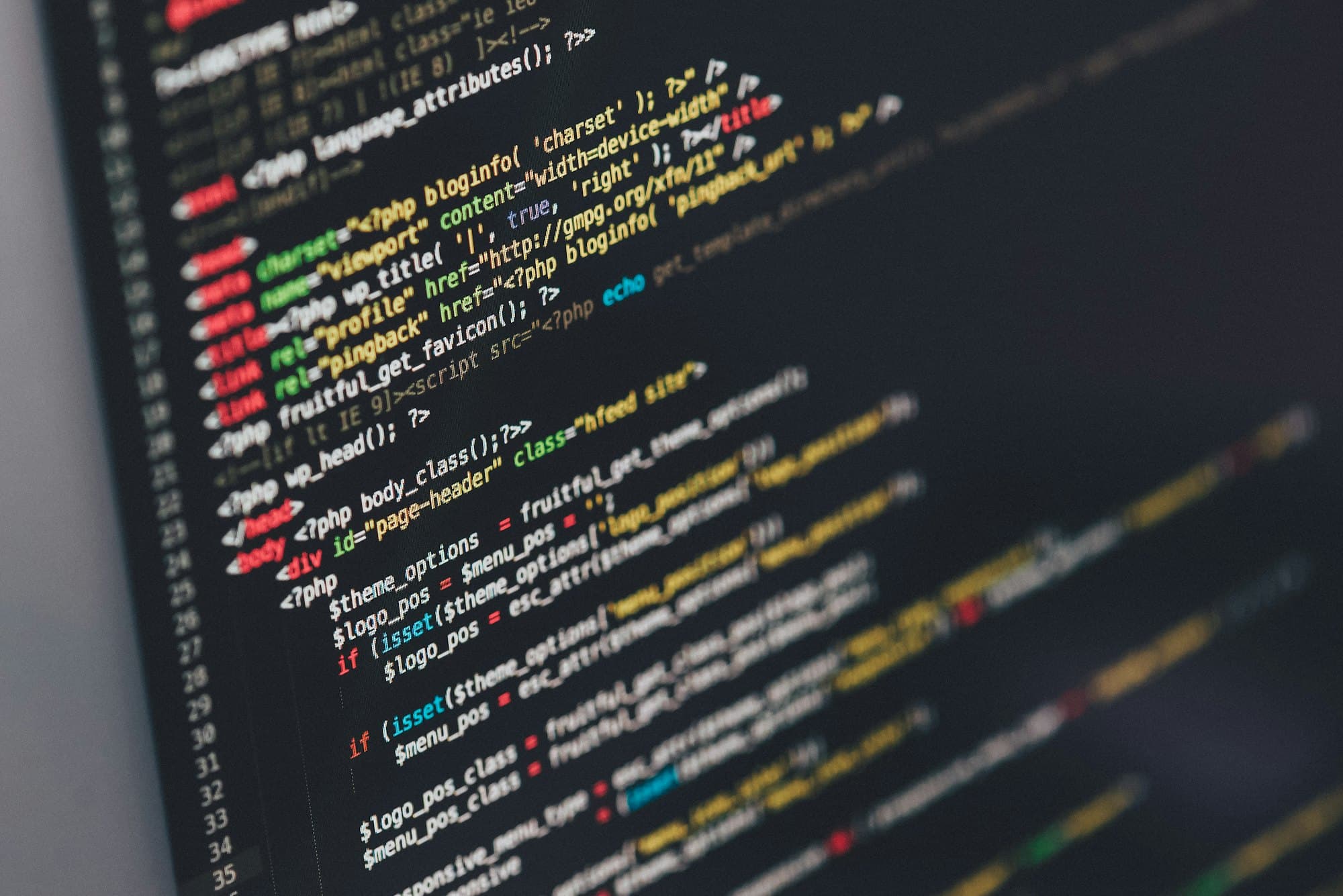 Source code on a monitor